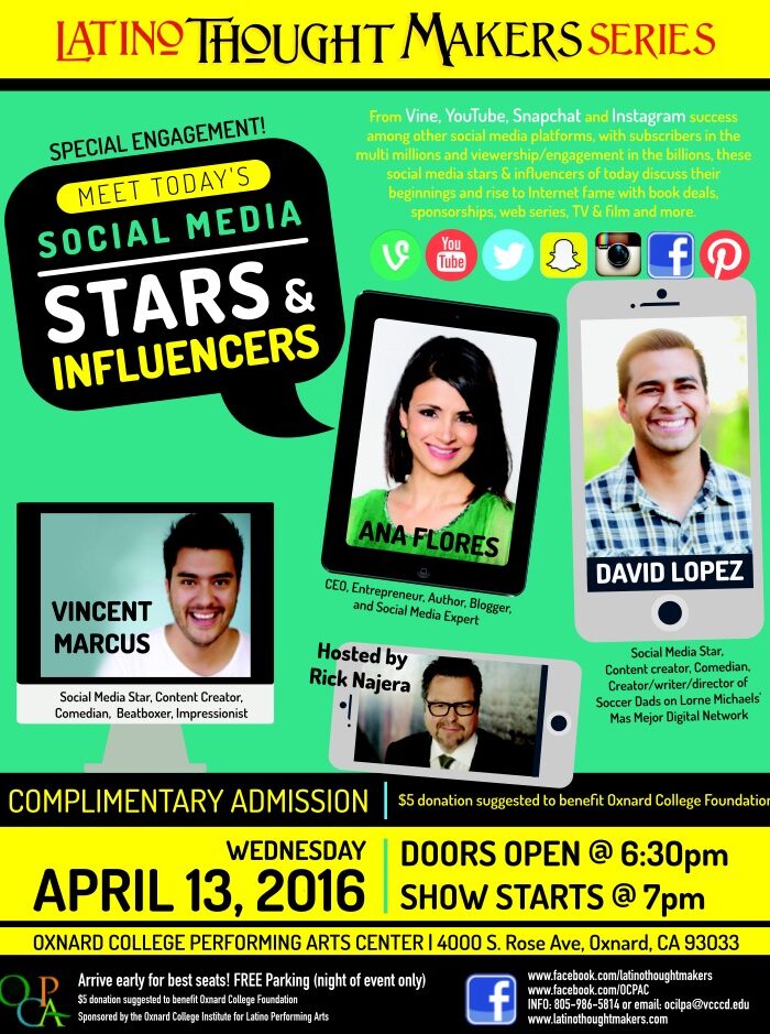 Rick Najera to Host Latino Thought Makers’ All-Star Social Media Panel at Oxnard College April 13th