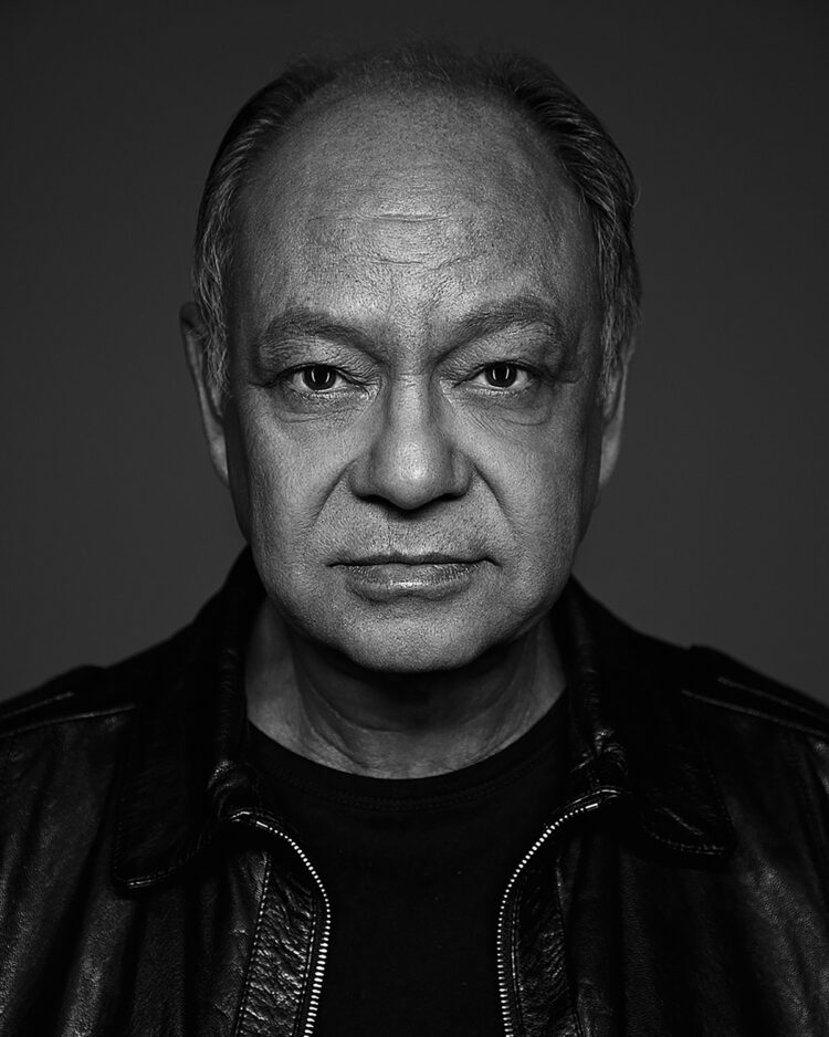 Cheech Marin joins host Rick Najera for a special presentation of Latino Thoughts Makers at 2019 AHSIE Conference 4/16/19; photo by Allen Amato